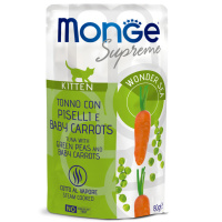 Monge Cat Supreme Pouch паучи для котят тунец с зелёным горошком и мини-морковью 80г