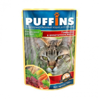 PUFFINS Пауч для кошек Говядина в аппетитном желе, 100 г.
