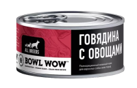 BOWL WOW Полнорационный консервированный корм для собак Говядина с овощами (100 гр.)