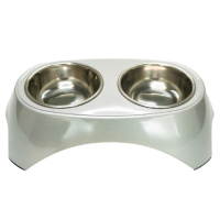 SuperDesign миска двойная на меламиновой подставке, белая (2х420 мл)