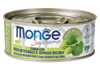 Monge Cat Supreme sterilized для стерилизованных кошек из тунца с бурым рисом и гинкго билоба, консервы 80 г