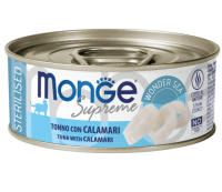 Monge Cat Supreme sterilized для стерилизованных кошек из тунца с кальмаром, консервы 80 г
