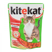 Kitekat корм для взрослых кошек в желе с говядиной, 85 г.