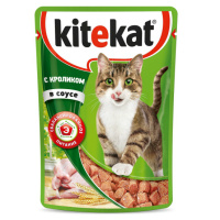 Kitekat корм для взрослых кошек в соусе с кроликом, 85 г.