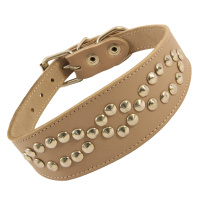 Триол Ошейник-миди кожаный двойной «Такса» с украшением, 45*400 мм.