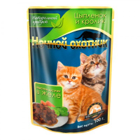Ночной охотник консервы для котят [цыпленок, кролик], 100 г.