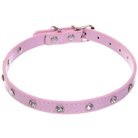 Амуниция Ошейник со стразами "На стиле", 1.5см пудровый (размер S, 28*30см)