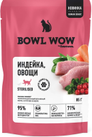 BOWL WOW НОВИНКА кусочки в желе для стерилизованных кошек с индейкой и овощами 85 г пауч