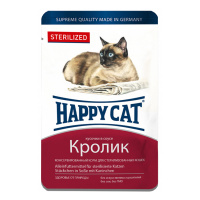 Happy Cat Happy Cat Пауч для стерилизованных кошек, кусочки кролика в соусе, 100 г.