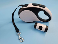 Рулетка-поводок д/с, цв. белый ЛЕНТА+контейнер для пакетов, Чистый котик [5 м/50 кг , MS-7016-B L]