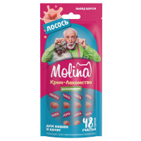 Molina Функц. крем-лакомство с лососем д/к, Вывод комков шерсти из желудка, 48г