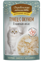 Деревенские лакомства пауч д/к Тунец/окунь в нежном желе70г