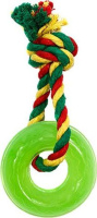 Dental Knot Кольцо мини с канатом с этикеткой ЗЕЛЕНОЕ, 6,5 х 6,5 х 2 см.