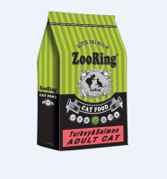 ZOORING ADULT CAT TURKEY&SALMON Сухой корм для взрослых кошек всех пород Индейка и лосось, [уценка] (10 кг)