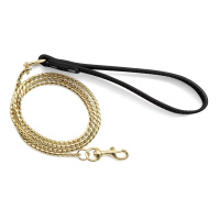 Поводок цепь 3011 SHZ с ручкой кожа 110см*10 Змейка золото