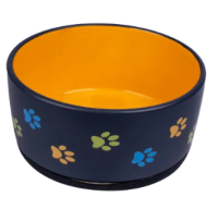 Миска Mr.Kranch керамическая для собак 1000 мл черная с оранжевым