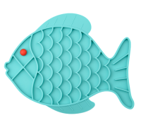 Лизательный коврик Mr.Kranch для медленного поедания силиконовый Рыбка 24,5*19 см голубая