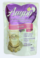 Амурр Влажный корм для взрослых кошек в желе с кроликом, 100 г. [уценка]