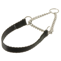 Ошейник-полуудавка лента 10мм[18-25см] с цугом [никель] чёрный 75-2070