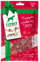 TiTBiT Новогодняя коллекция Лакомство д/собак Кубики из лосося 80г