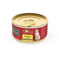 Molina Натуральное Мясо консервы для кошек [цыпленок, сыр в желе] 80 г.