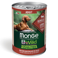 Monge Dog BWild GRAIN FREE беззерновые консервы из ягненка с тыквой и кабачками для взрослых собак (400 гр)