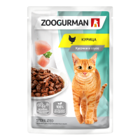Зоогурман пауч для взрослых кошек с курицей . Витаминно-минеральный комплекс. Кусочки в соусе, 85 г.