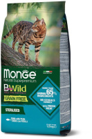 Monge BWild Cat Grain free Беззерновой корм для стерилизованных кошек и кастрированных котов, из тунца и гороха 1,5 кг (1,5 кг)