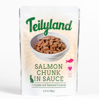 Корм влажный [паучи] Тейлиленд / Teilyland консервированный полнорационный для кошек кусочки с лососем