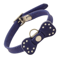 Ошейник для кошек металлик со стразами, бант DC009