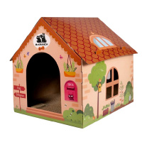 Когтеточка-домик Mr.Kranch для кошек 41.5х39.4х38.5 см из картона с кошачьей мятой бежевая (35005)