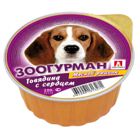 Зоогурман Мясной рацион консервы для собак говядина с сердцем, 100 г.