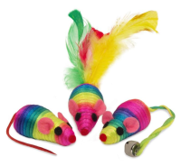 Набор игрушек XW7015 для кошек [3 радужные мыши], 50мм