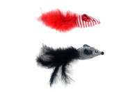 Petpark игрушка для кошек 2 мышки с перьями 18 см разноцветные