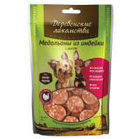 Деревенские лакомства для собак МИНИ пород медальоны из индейки с рисом 55 г.