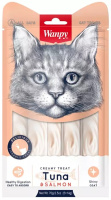 Wanpy Cat Лакомство для кошек "нежное пюре" с лососем и тунцом в ложечке 10 шт х16 г Поштучно