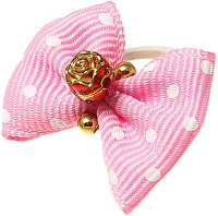 Бантик [пара] розовый с белым горошком [камень золотая розочка] 2-22-03