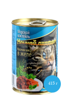 Ночной охотник Консервы для кошек, морской коктейль в желе, 415 г. [уценка]