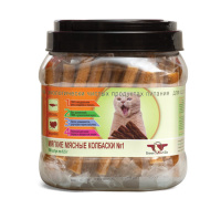 Лакомство для собак ПОДВИЖНОСТЬ №1, Мягкие мясные колбаски для кошек, Лосось+Индейка ПОШТУЧНО