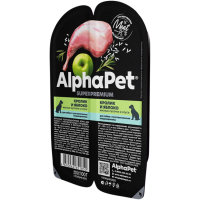 AlphaPet Superpremium пауч д/собак с чувствительным пищеварением кусочки в соусе Кролик и яблоко100г