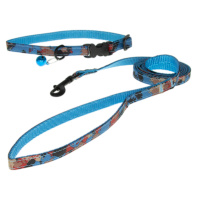 Комплект Ошейник 10 мм*30 см с поводком 120 см "Модерн" Пет-лайн (синий)