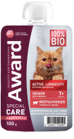 AWARD SPECIAL CARE Active longevity "мясное пюре" для пожилых кошек старше 7 лет для активного долголетия из курицы с говядиной 100г