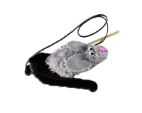 GoSi Махалка-Удочка "Мышь-Полевка, хвост-натуральная норка"Серая