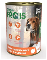 FRAIS Holistic Dog консервы для собак сочные кусочки мяса в желе с индейки, 850 г (420гр)