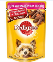 Педигри соус 85гр для взрослых собак мини пород говядина с овощами [уценка]
