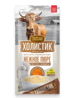 Деревенские лакомства Холистик Премьер лакомство для кошек, нежное пюре со вкусом говядины с икрой летучей рыбы - 10 г х 4 шт