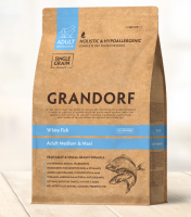 ГРАНДОРФ АКЦИЯ 3кг+1кг в подарок сухой корм БЕЛАЯ РЫБА ДЛЯ СРЕДНИХ И КРУПНЫХ ПОРОД