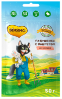 Мнямс Лакомство «хрустящие подушечки» для кошек с паштетом из кролика линии Кот Федор "Фермерская Ярмарка" 50 г. [32055] [уценка]