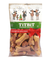 Титбит 026052 Новогодняя коллекция Лакомство д/собак Печенье косточки двухцветные 130г