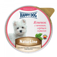Хеппи Дог Natur Line Ягненок с печенью, сердцем и рисом паштет 125гр